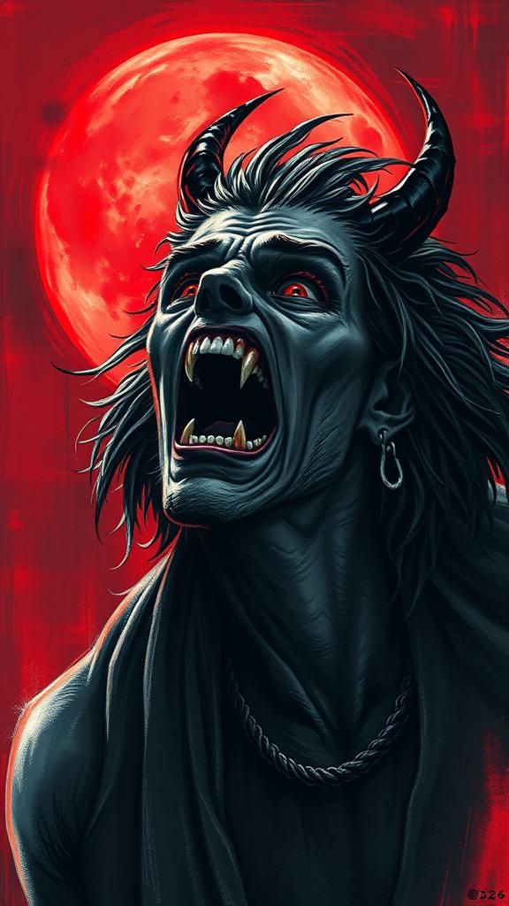 "Howling.Morbid pain of evil, Onyx haired, deviled eyed; cru...