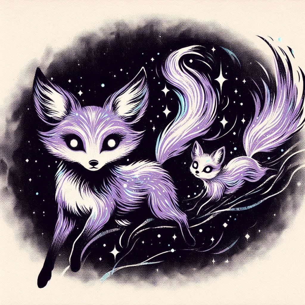 ethereal fox with shimmering purple fur 16