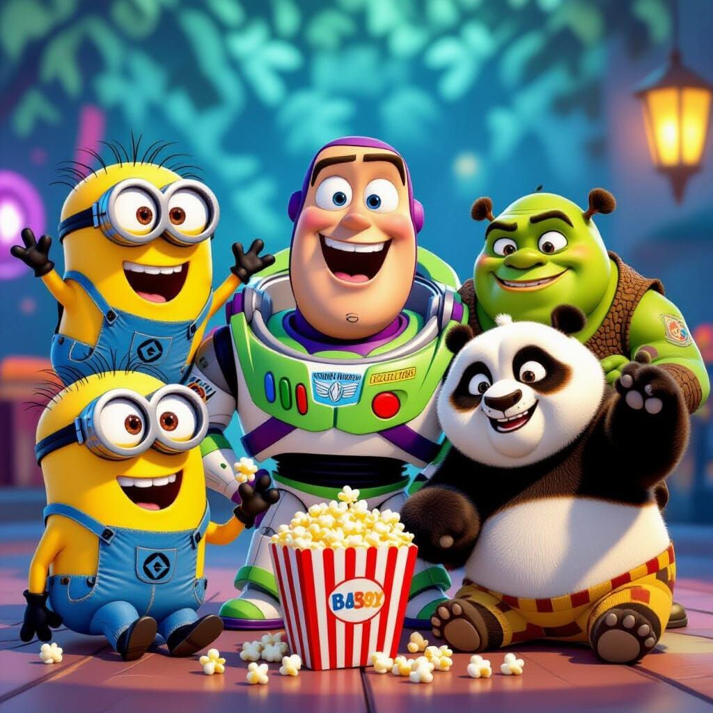 Animated Icons Unite: Minions, Buzz, Shrek, Spidey & Po Self...