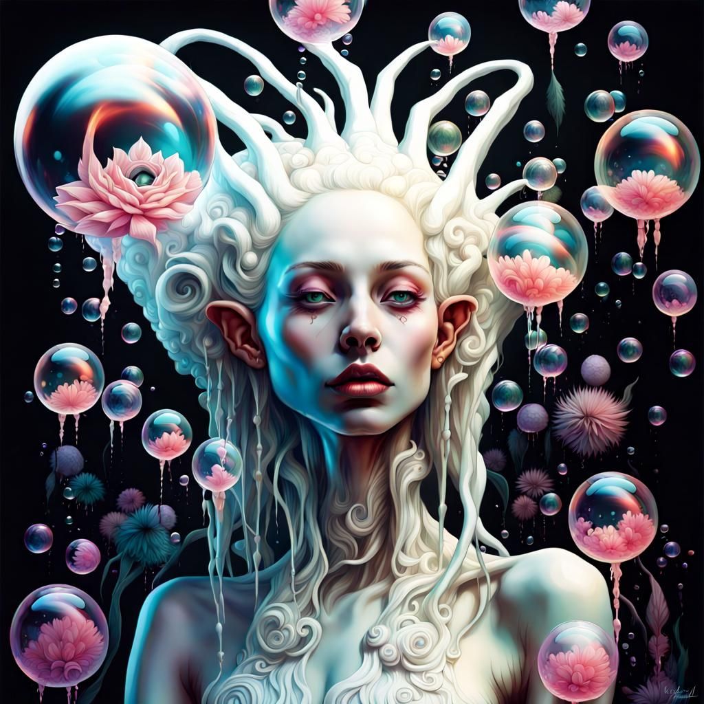 ethereal, dreamy, surreal fantastical, high fashion albino alien queen ...