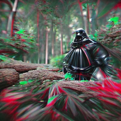 Darth Vader in a forest 8K 3D