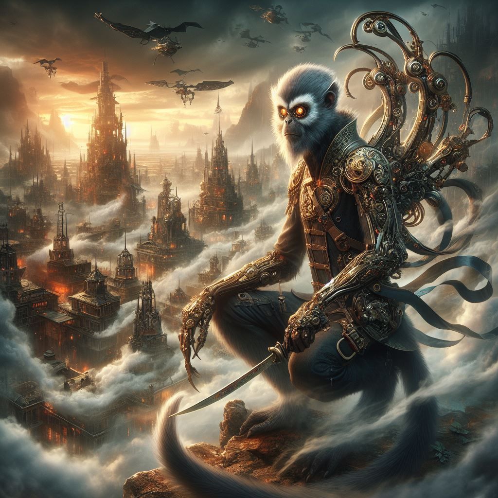 Steampunk/Grimdark cyborg monkey assassin
