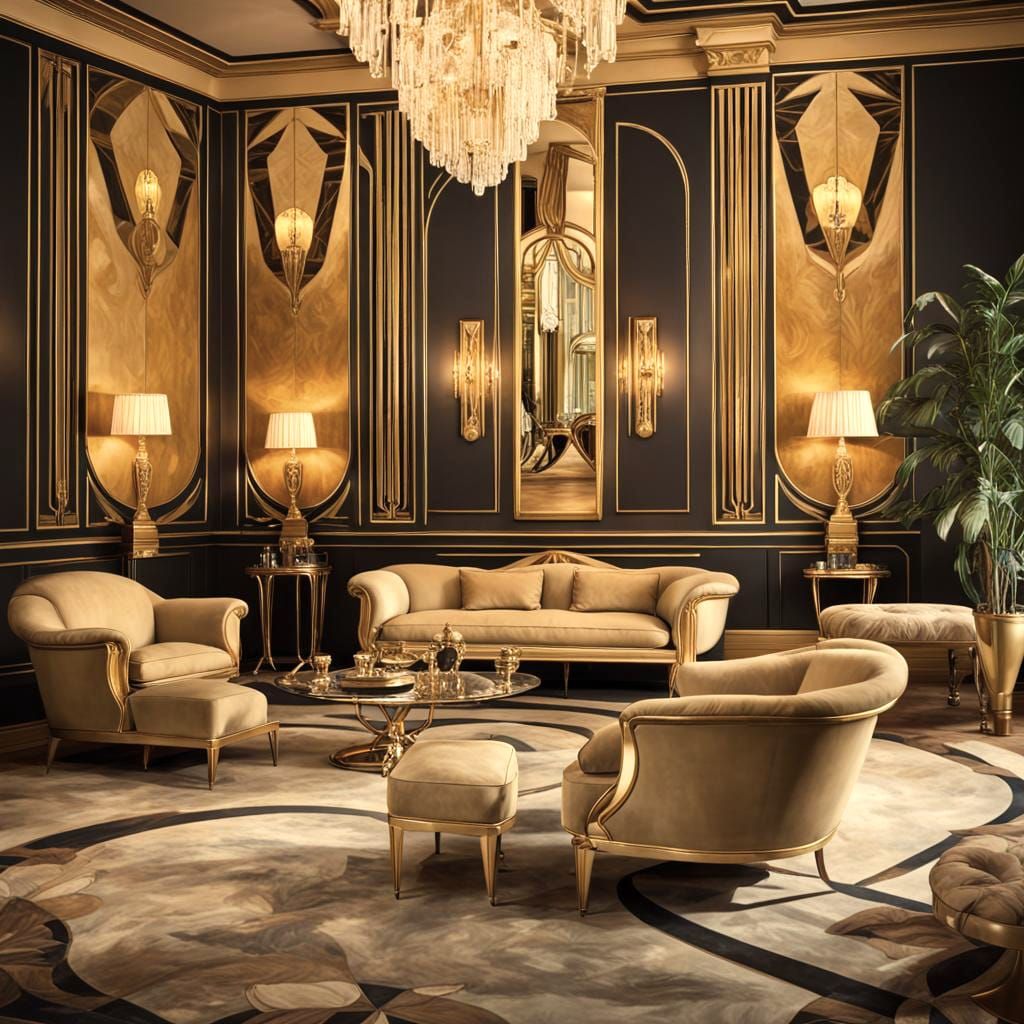 An elegant art deco living space