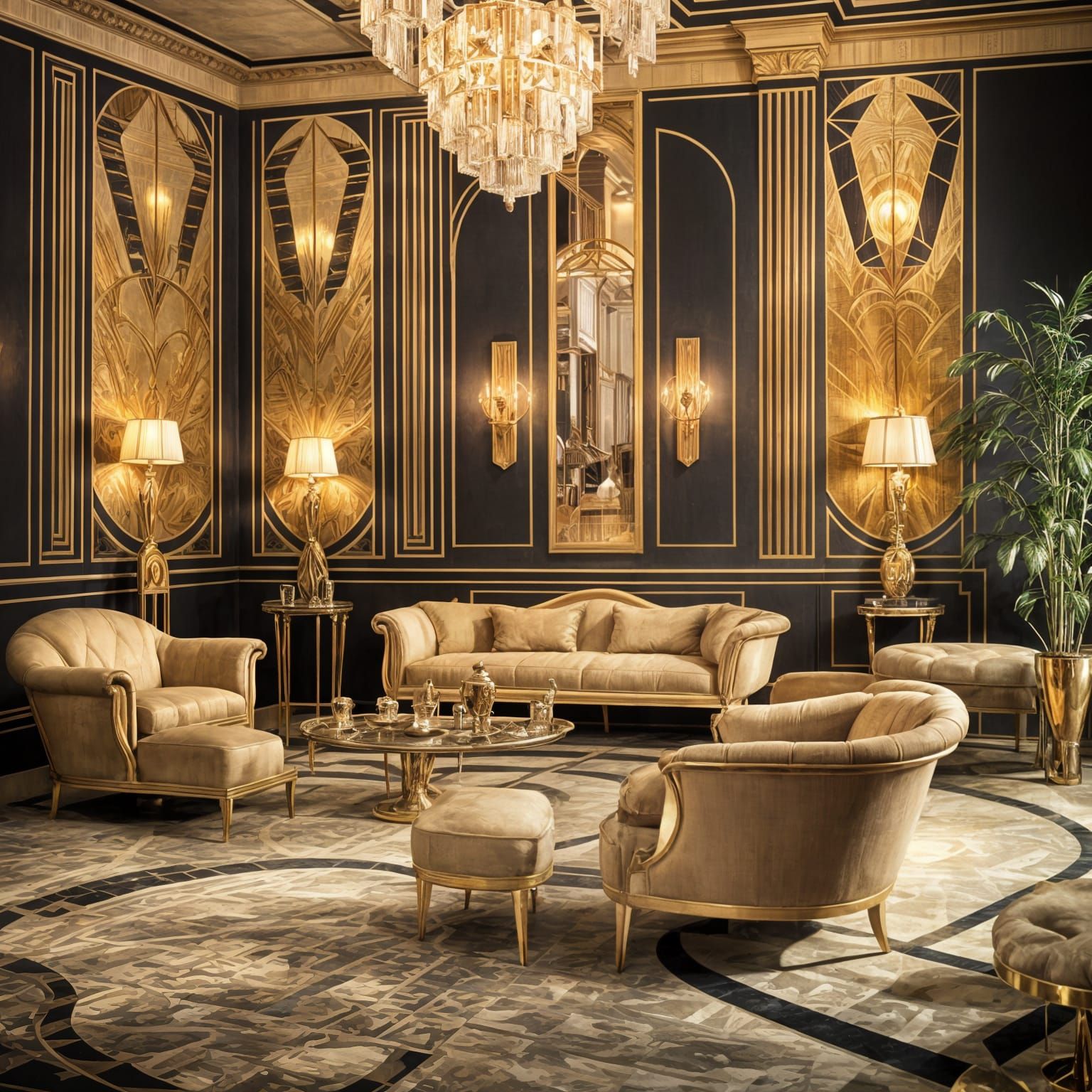 An elegant art deco living space  by @Ionafey