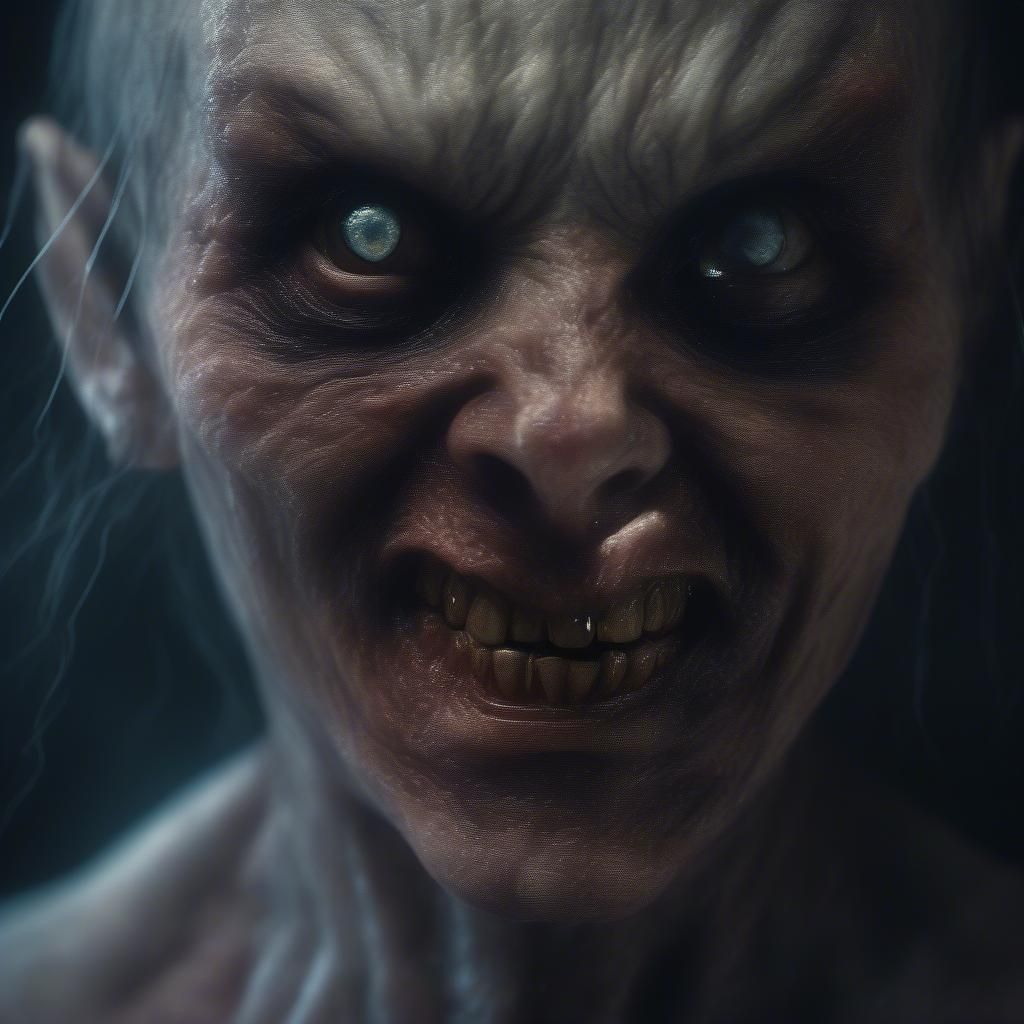 Photorealistic horror portrait of a  nightmarish zombified G...