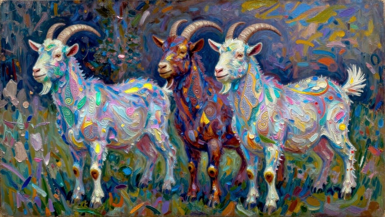 Holographic Goats in Thick Impasto Icing Style