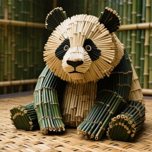 Daily Challenge #1165: Bamboo Design, Bamboo Panda Bear 🖤🤍💚  by @Mystienight
