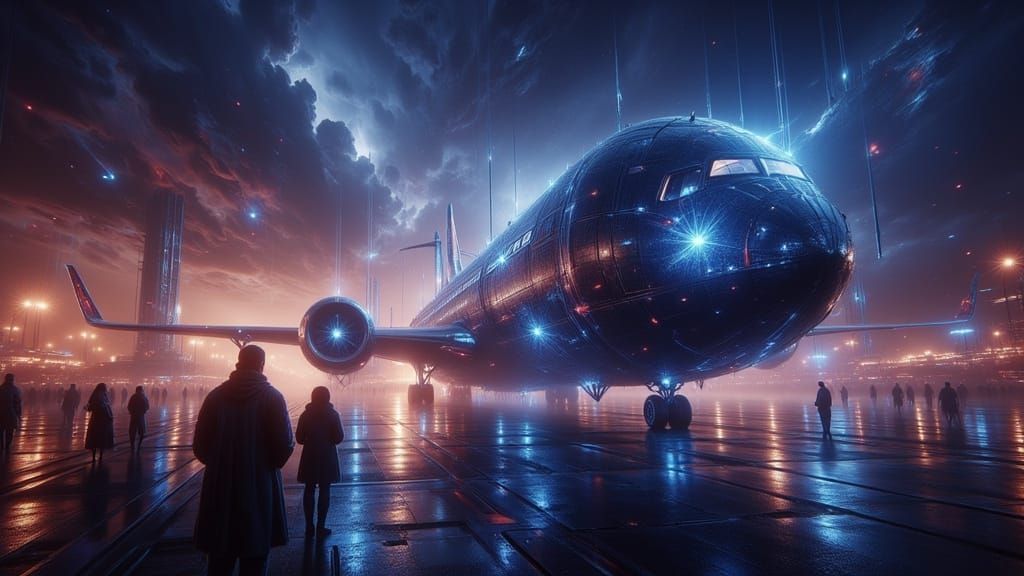 Futuristic airport scene with inter stellar spaceplanes - Start Image 1