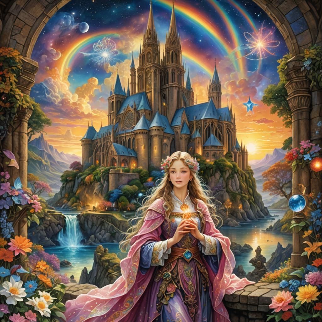 Wizard and Dragon in a Fantasy Landscape