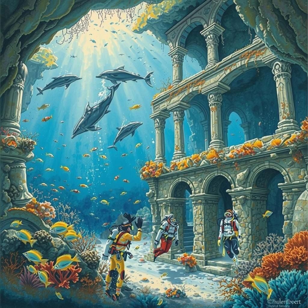 Exploring underwater ruins
