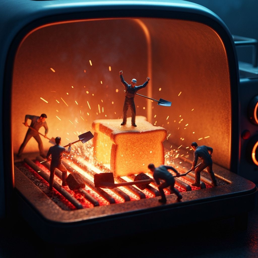 Miniature Workers Powering a Toaster