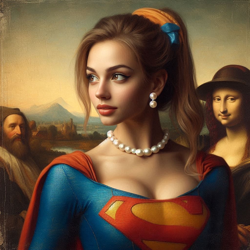 Supergirl with pearl earrings