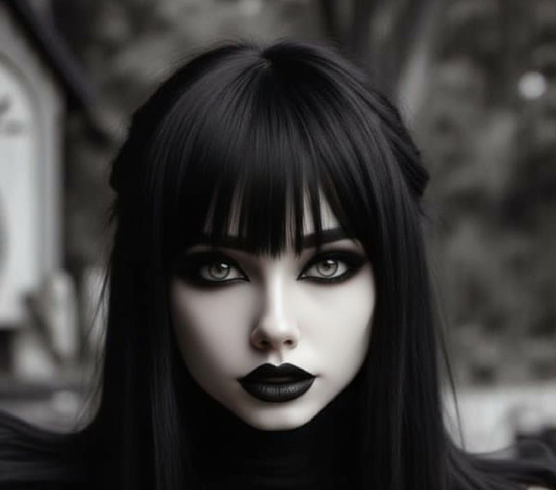 Gothic Woman Dancing in Elegant Black Dress