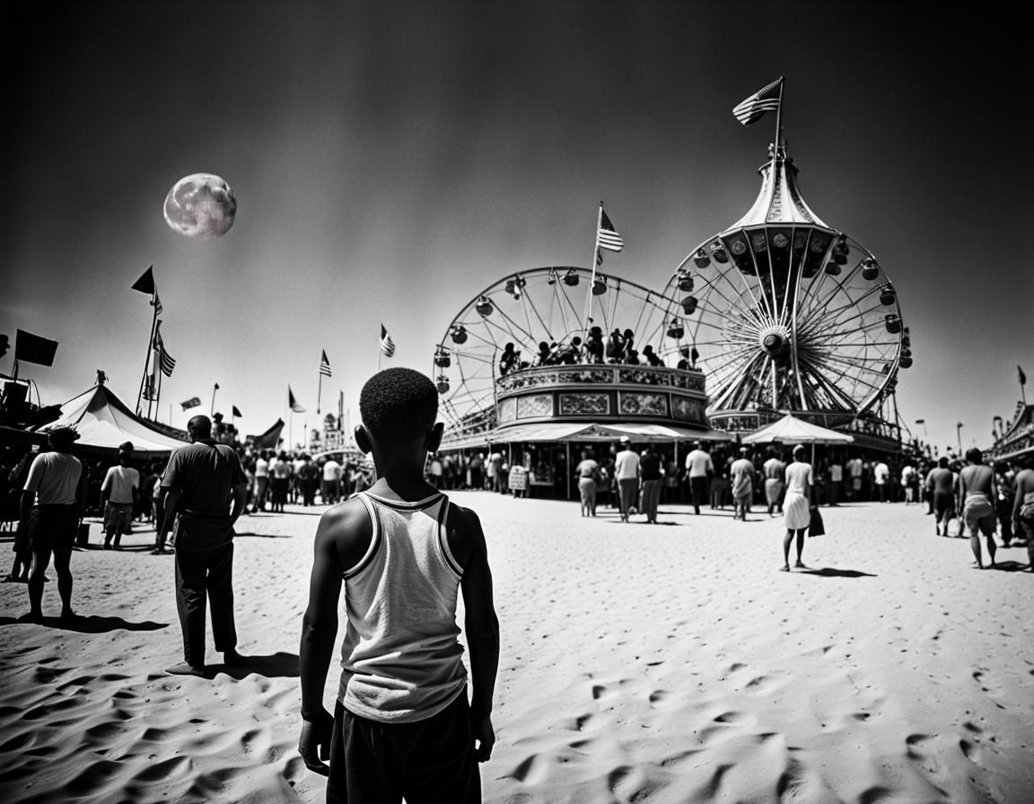 Coney Island Amusement Carnival Park Intricate Detail Cinematic On The Moon Harold Feinstein 8552