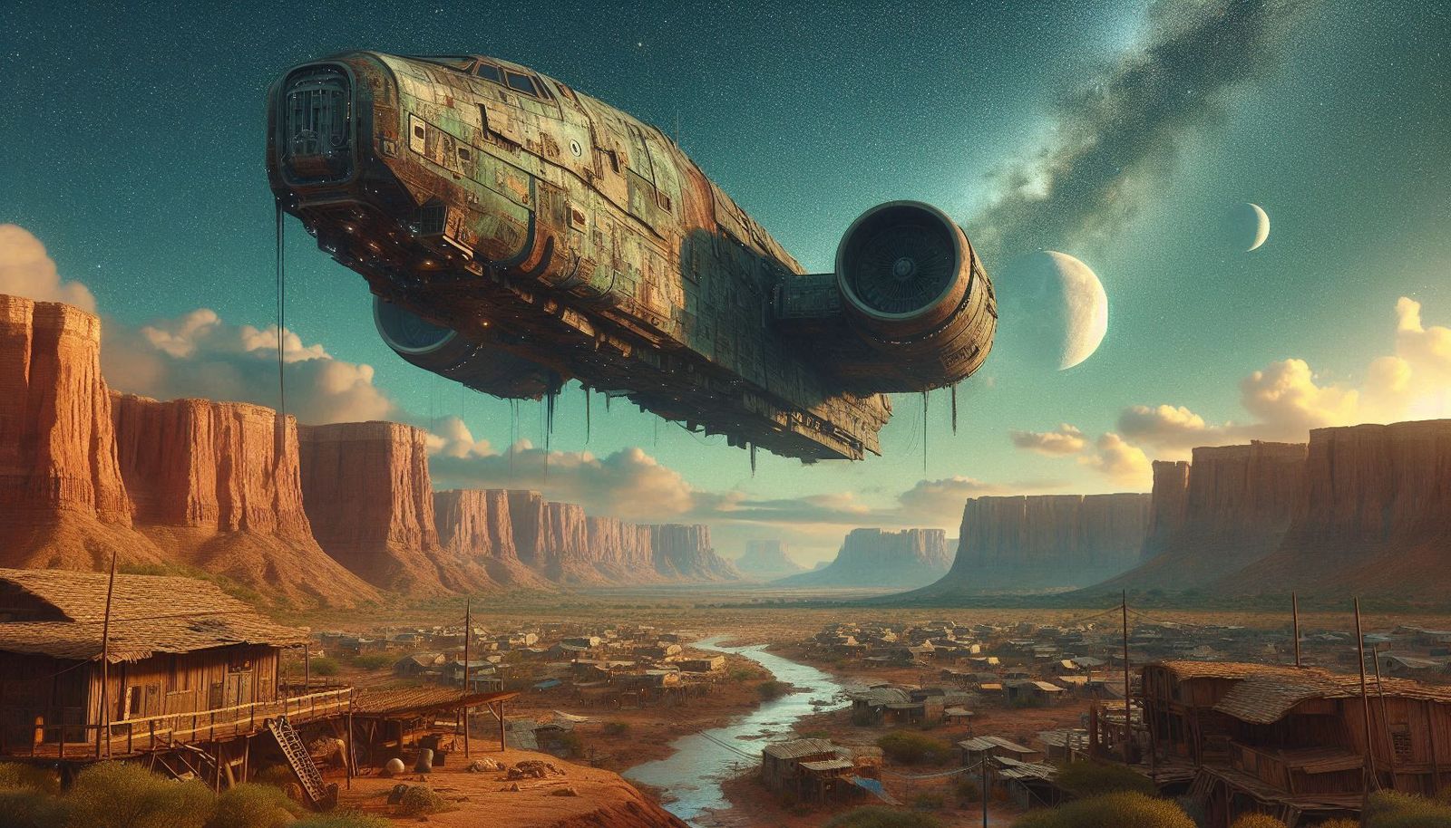 Dingy old Cargo ship doing the Outer rim Cargo Run  by @Jeff