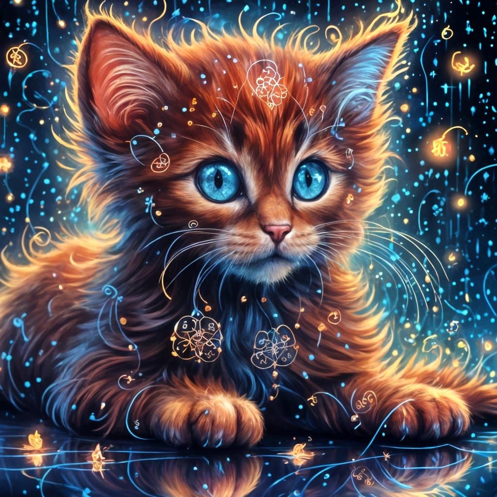 Glowing runes dark, Cat