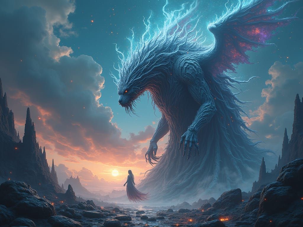 Surreal Cosmic Entity Sacrifices to the Universe in a Dreams...