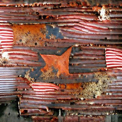 rusty metal American flag