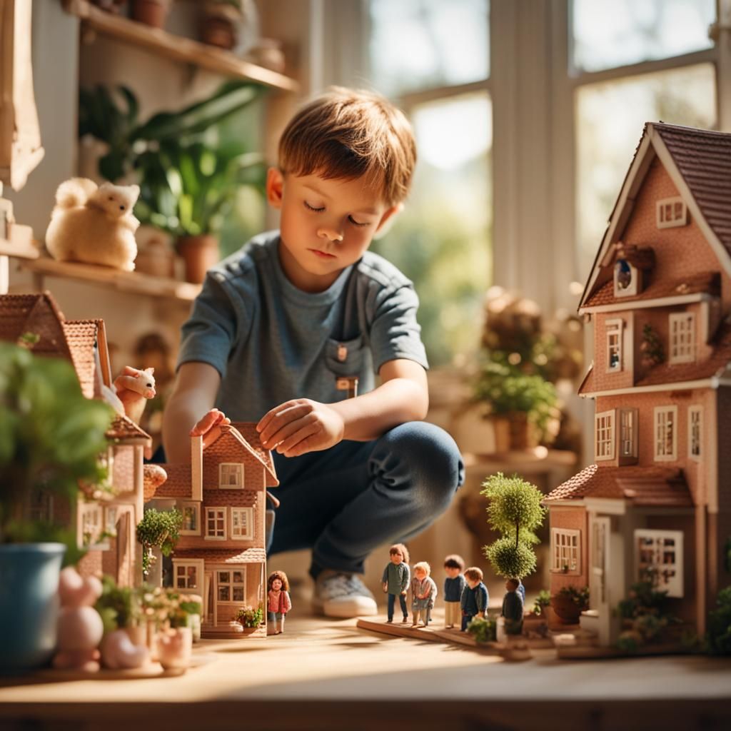 Not only girls can play with a dollhouse.