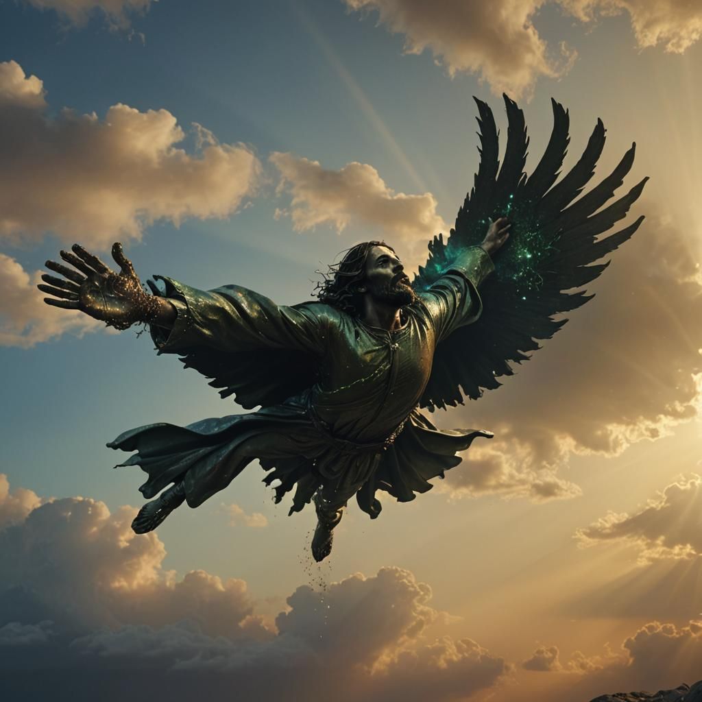 HDR up close hyper realistic picture view of Jesus falling f...