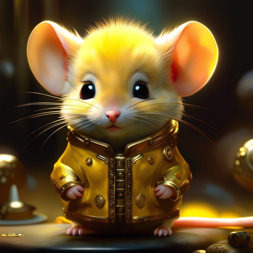 Yellow mouse in a jacket