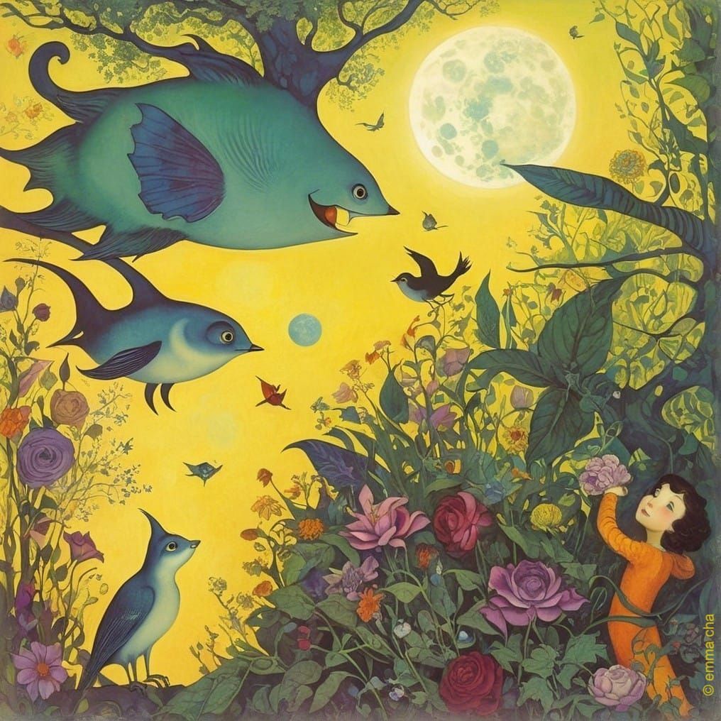 Fish Flying in the Moonlight