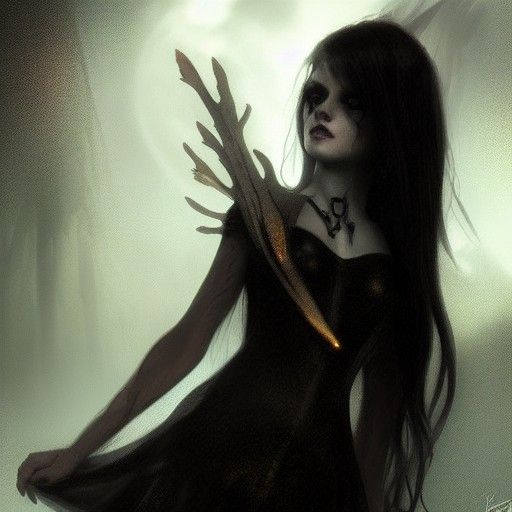 Sinister Goth Fairy Girl Illustration