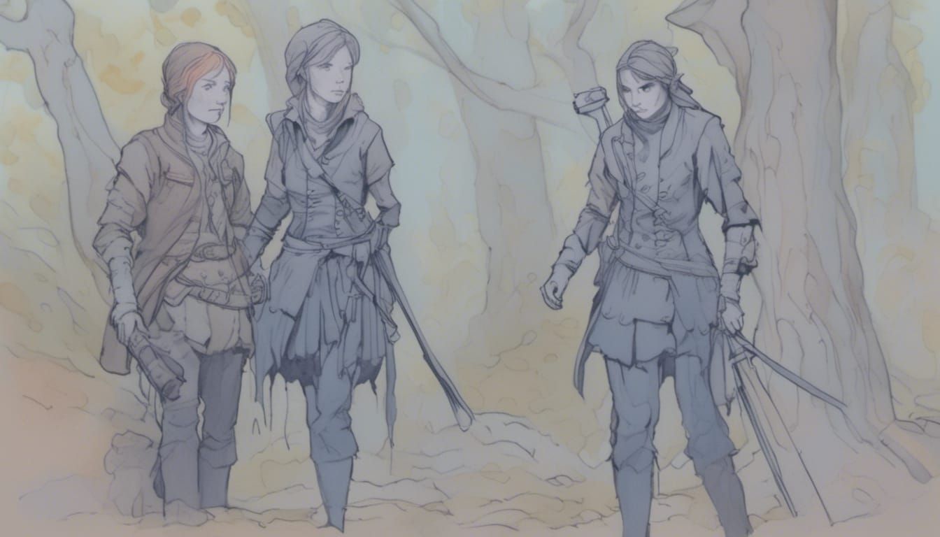 <lora:Woodsplash:1.0> adventurers  girls 