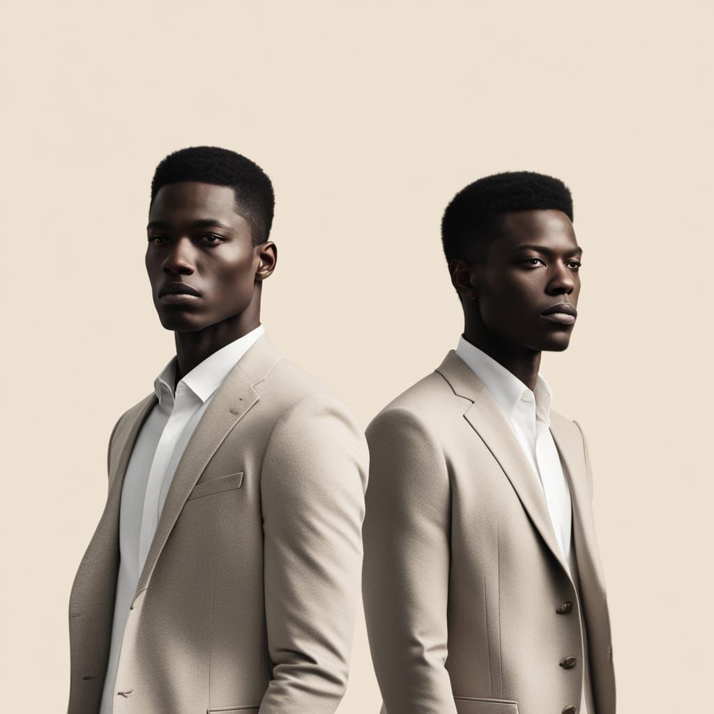 Elegant Portrait of Two Young Men in Studio