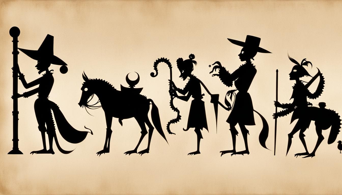 Django. Golden Ratio, silhouette animation. Wayang shadow puppets