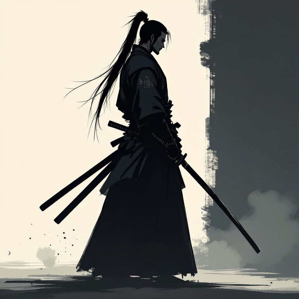 Samurai Warrior in Dramatic Chiaroscuro Style