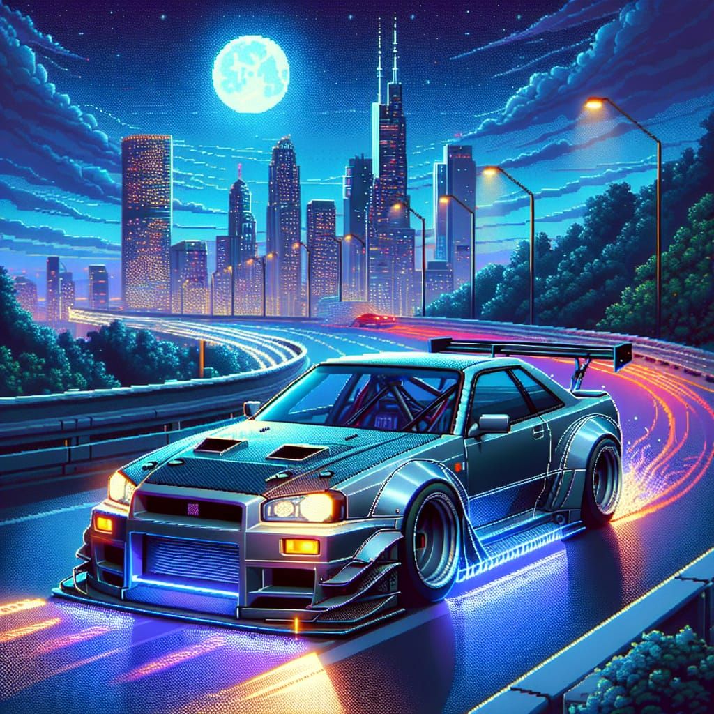 pixel art, 64bit art, Nissan Skyline - AI Generated Artwork - NightCafe ...