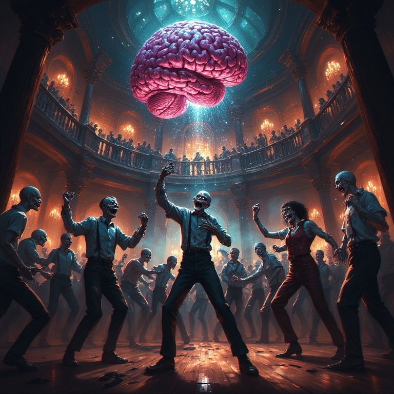 "Playing the #1 hit 'BRAINS!' all night"