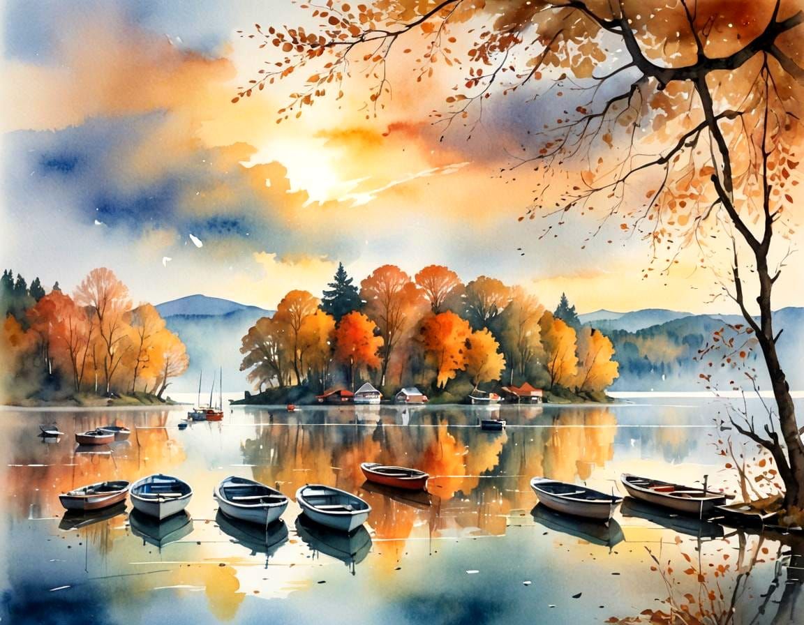 Autumn around the Quiet Lake  by @Thomas-Future