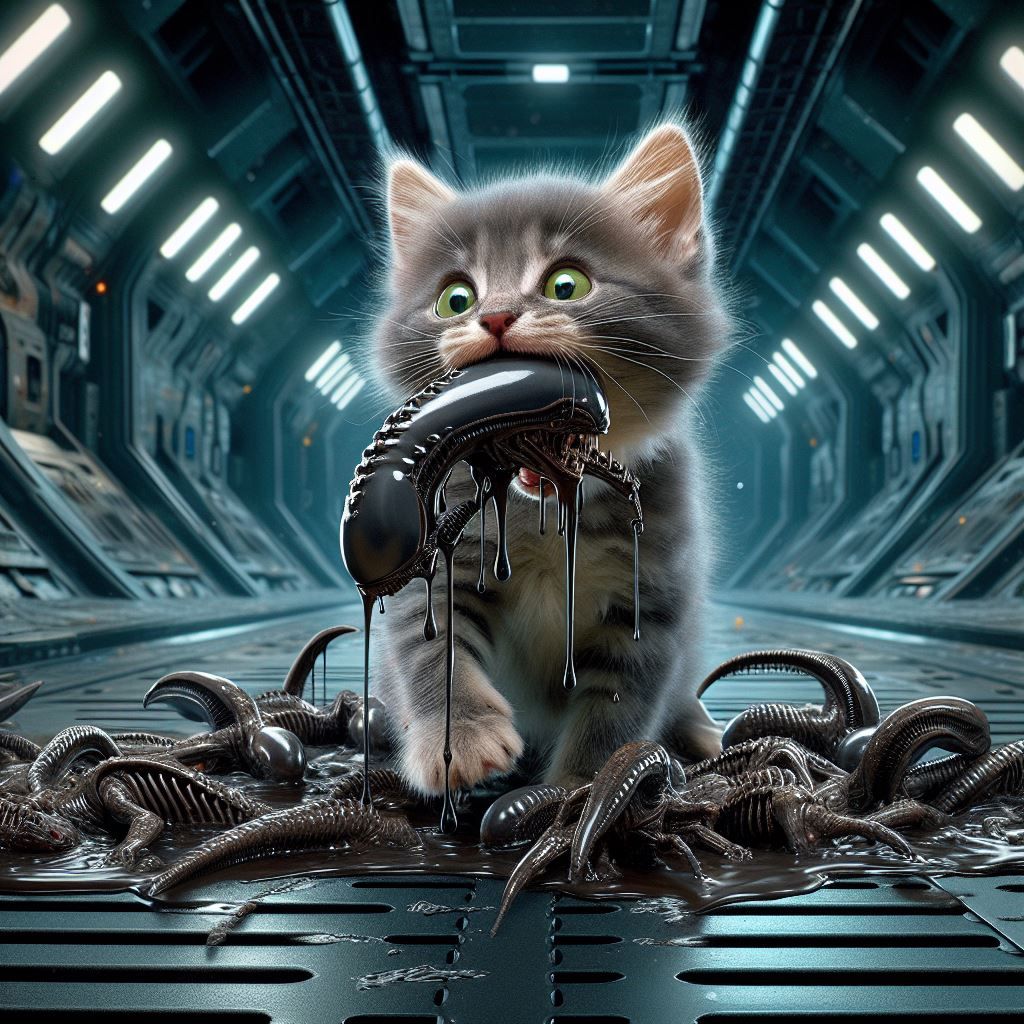 My Kitten loves Xenomorphs!