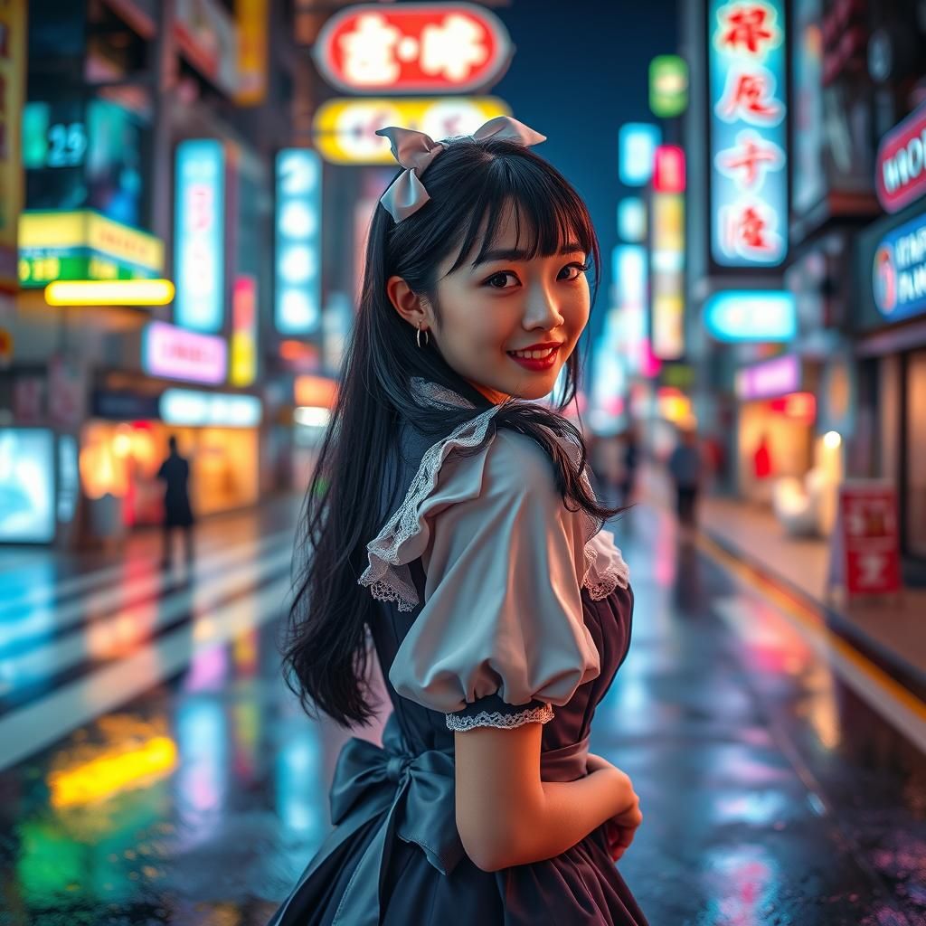 Maid in Akihabara: Cyberpunk Tokyo Portrait