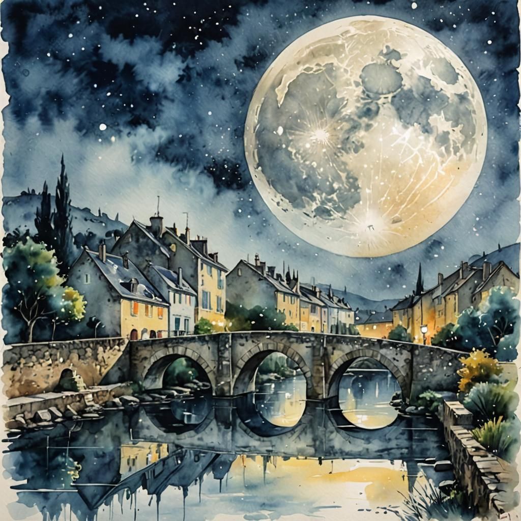 Moonlight and the old bridge