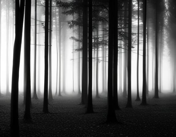 Random Foggy Jungle In Black & White - Ai Generated Artwork - Nightcafe 