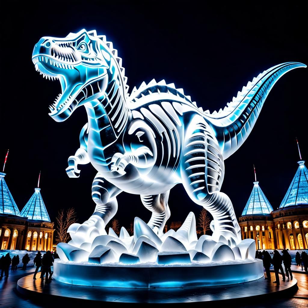 Ice sculpture of  giant dinosaur
