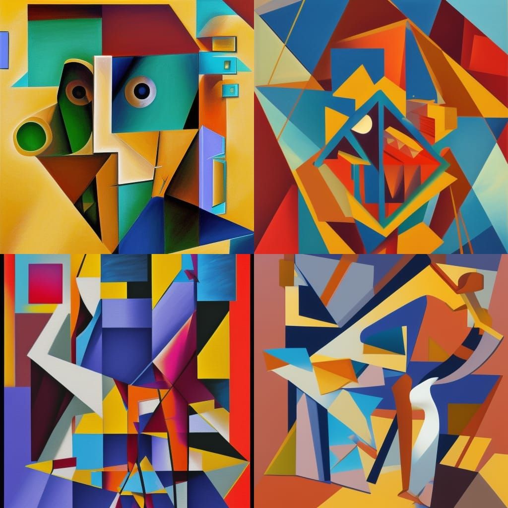 Evolution of thought cubist painting, Neo-Cubism, layered overlapping ...