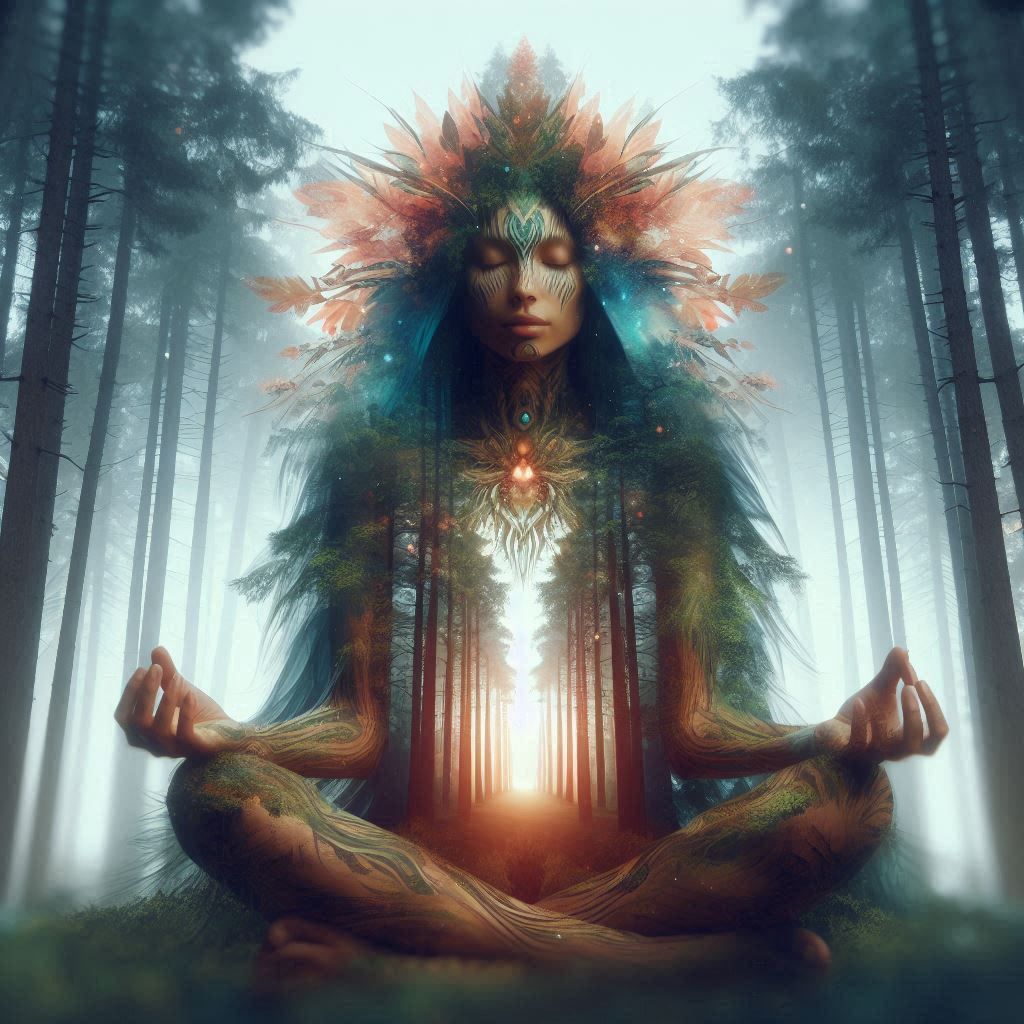 double exposure beautiful fantasy portrait landscape..