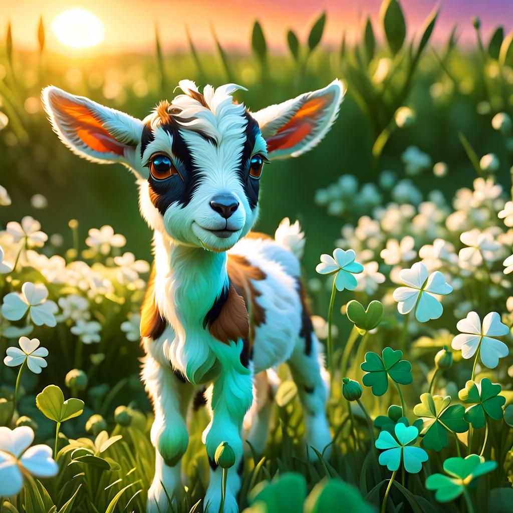 Lucky the baby goat found a great place to eat and play  by @Tiny Pearl Cat