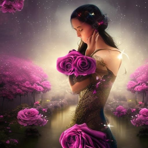 Magic sparkling twinkling potion roses