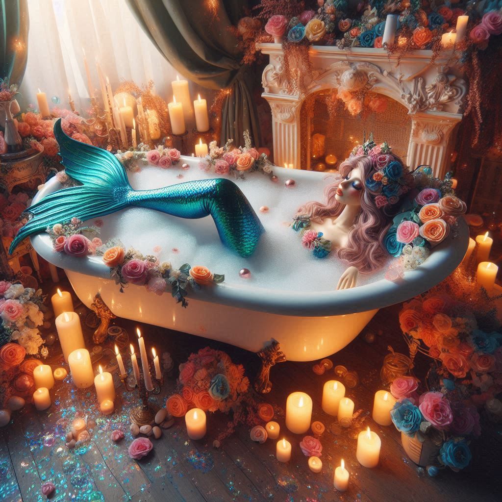 Magical places : mermaid in her bath