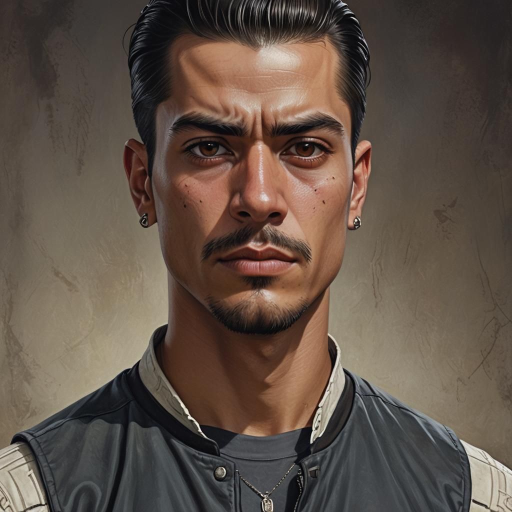 hyperrealistic portrait of a Mexican male in his early-twent...