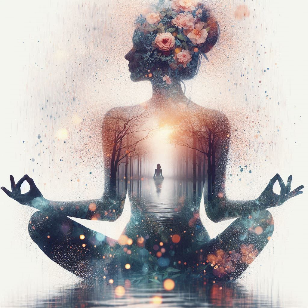 double exposure beautiful fantasy DALL-E 3 portrait landscap...