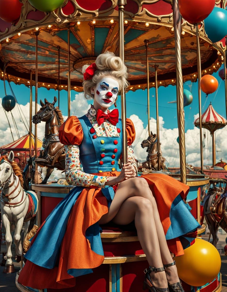 Carnival worker on a carousel 