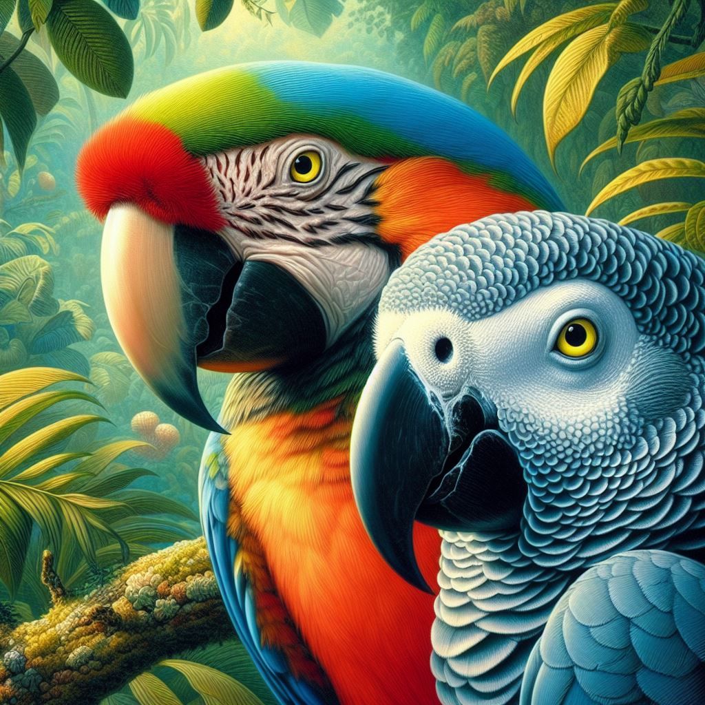 African Grey and Macaw