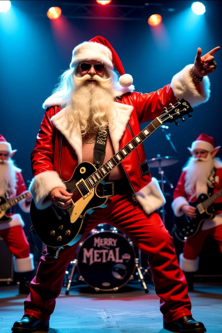 Santa’s off duty cover band; “Merry Metal”  by @kiltiegirl