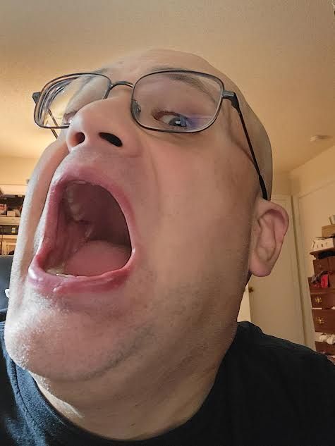 bald male white and blue ghost head with wind tale Screen print, pop art, splash screen art, triadic colors, digital art, 8k resolution tren...